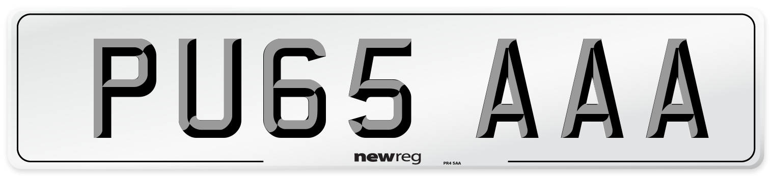 PU65 AAA Number Plate from New Reg